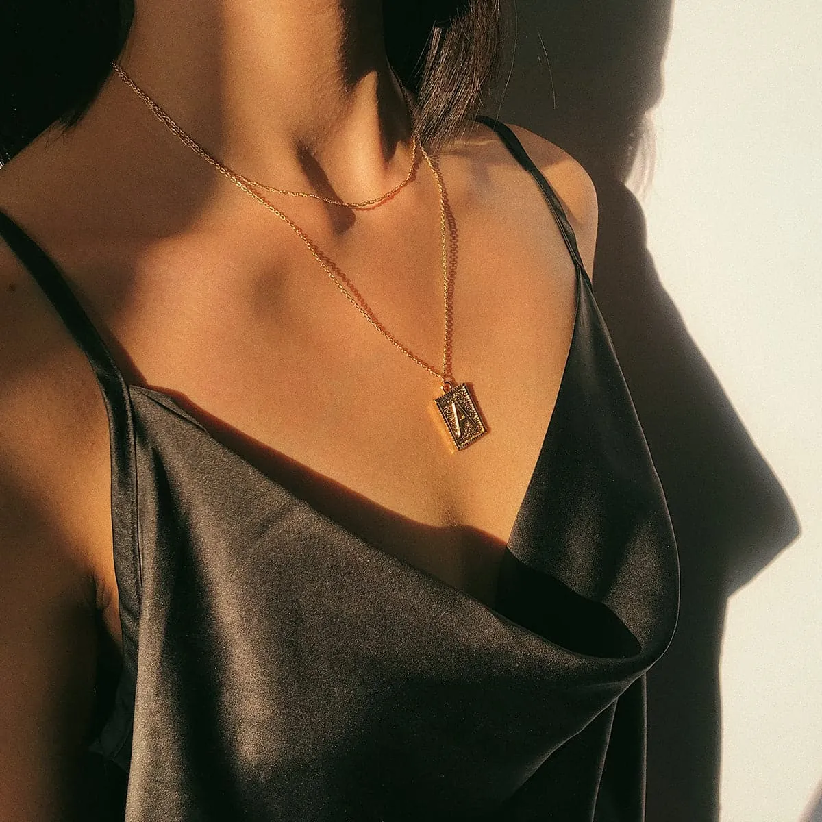 18K Gold-Plated Letter 'A' Two-Layer Pendant Necklace