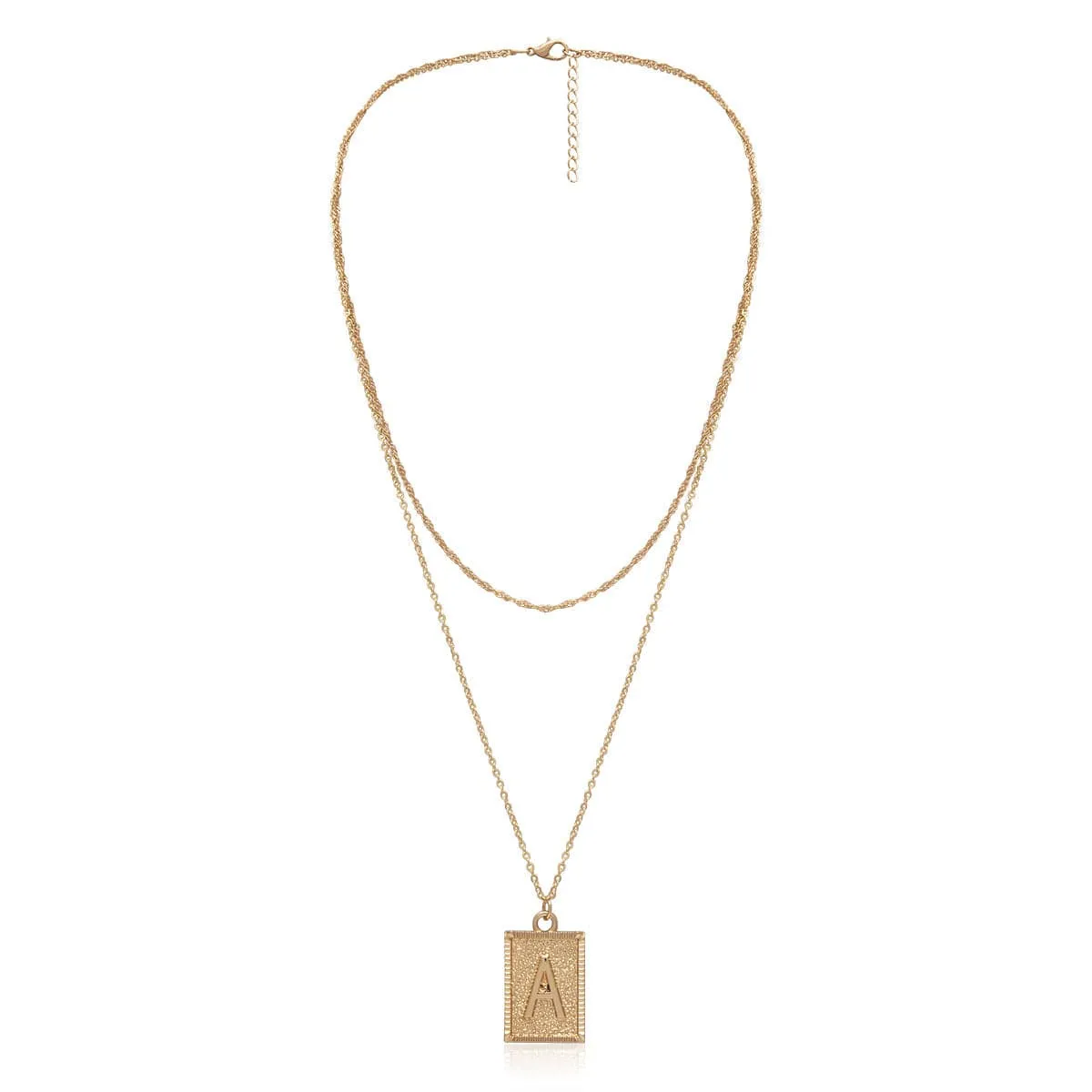 18K Gold-Plated Letter 'A' Two-Layer Pendant Necklace