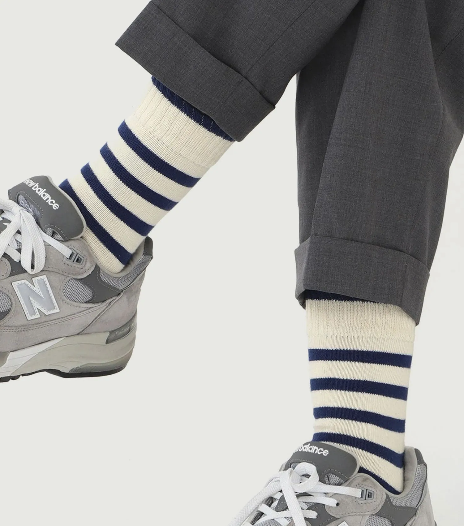 2 Tone Stripe Socks Navy