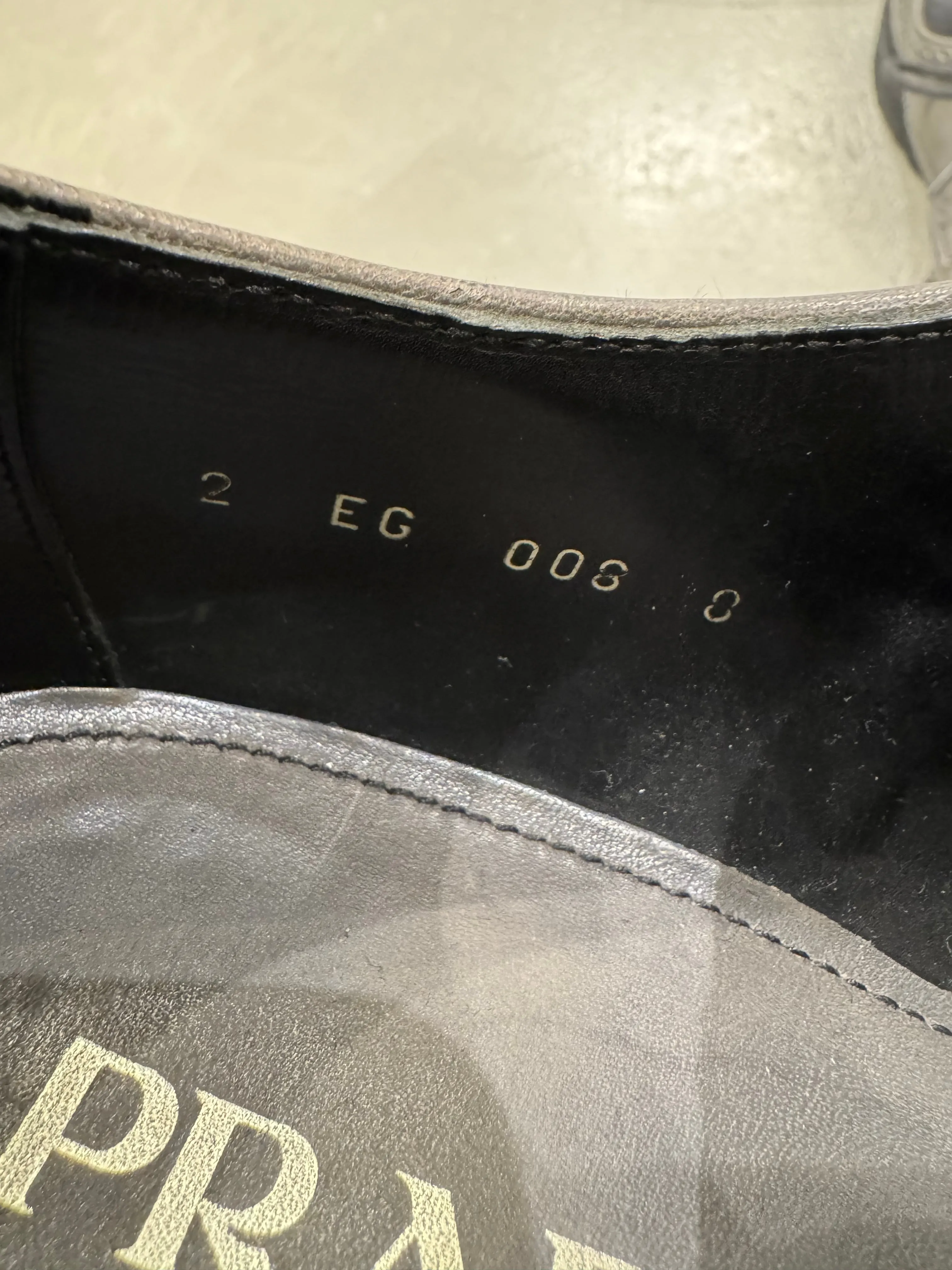 2000s Prada grey leather derby shoes