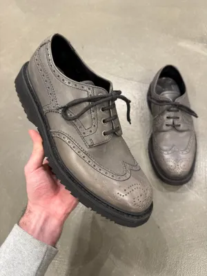 2000s Prada grey leather derby shoes
