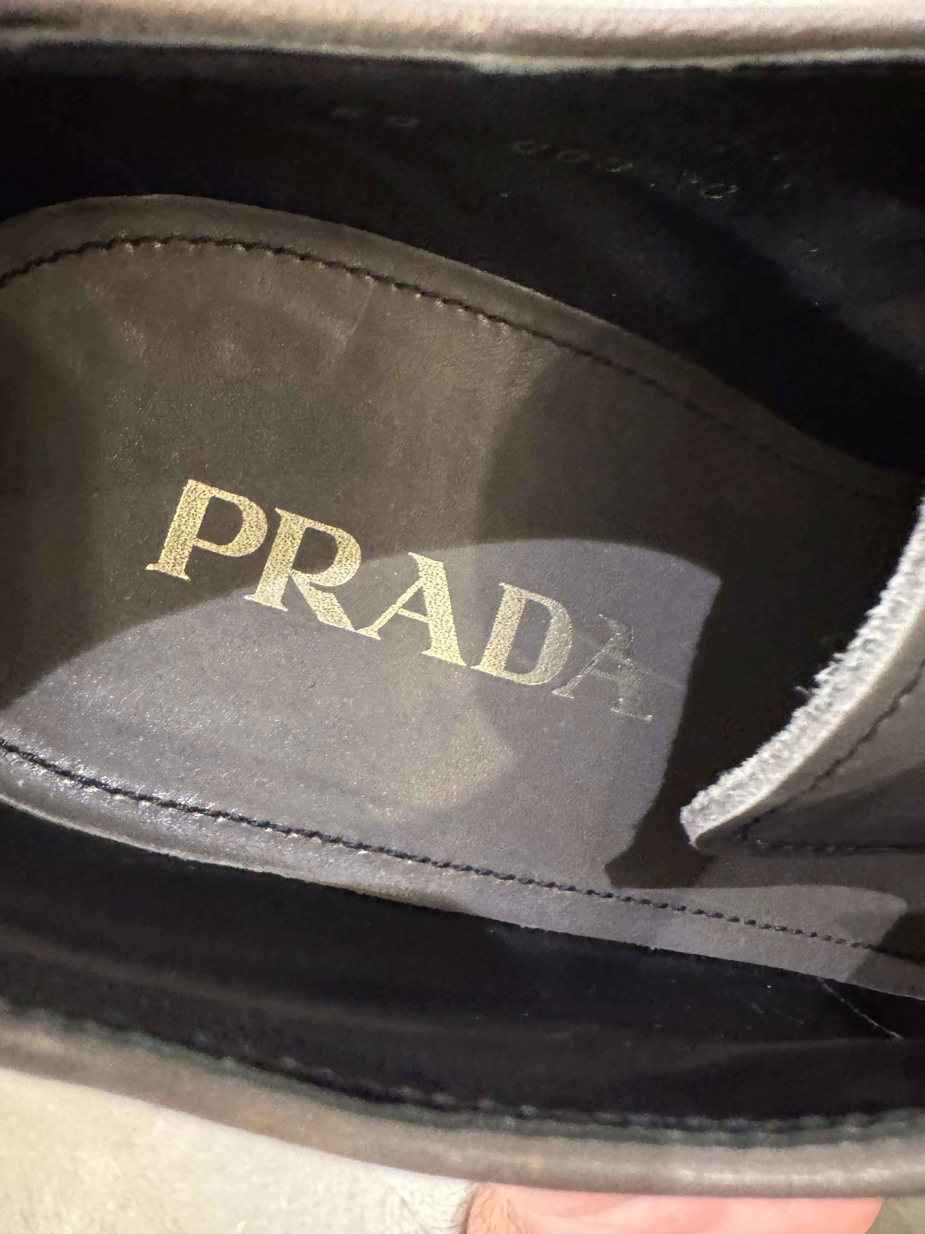 2000s Prada grey leather derby shoes