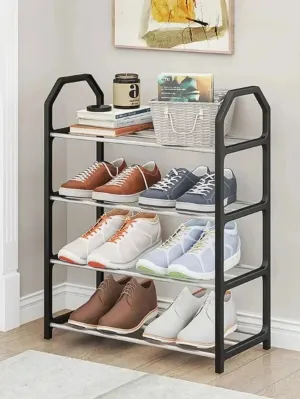 4 Layer Stainless Steel Shoe Rack Space Saving Organizer