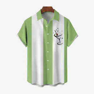 50s Vintage Cocktail Bowling Shirt Casual Short Sleeve Shirt 2403000030