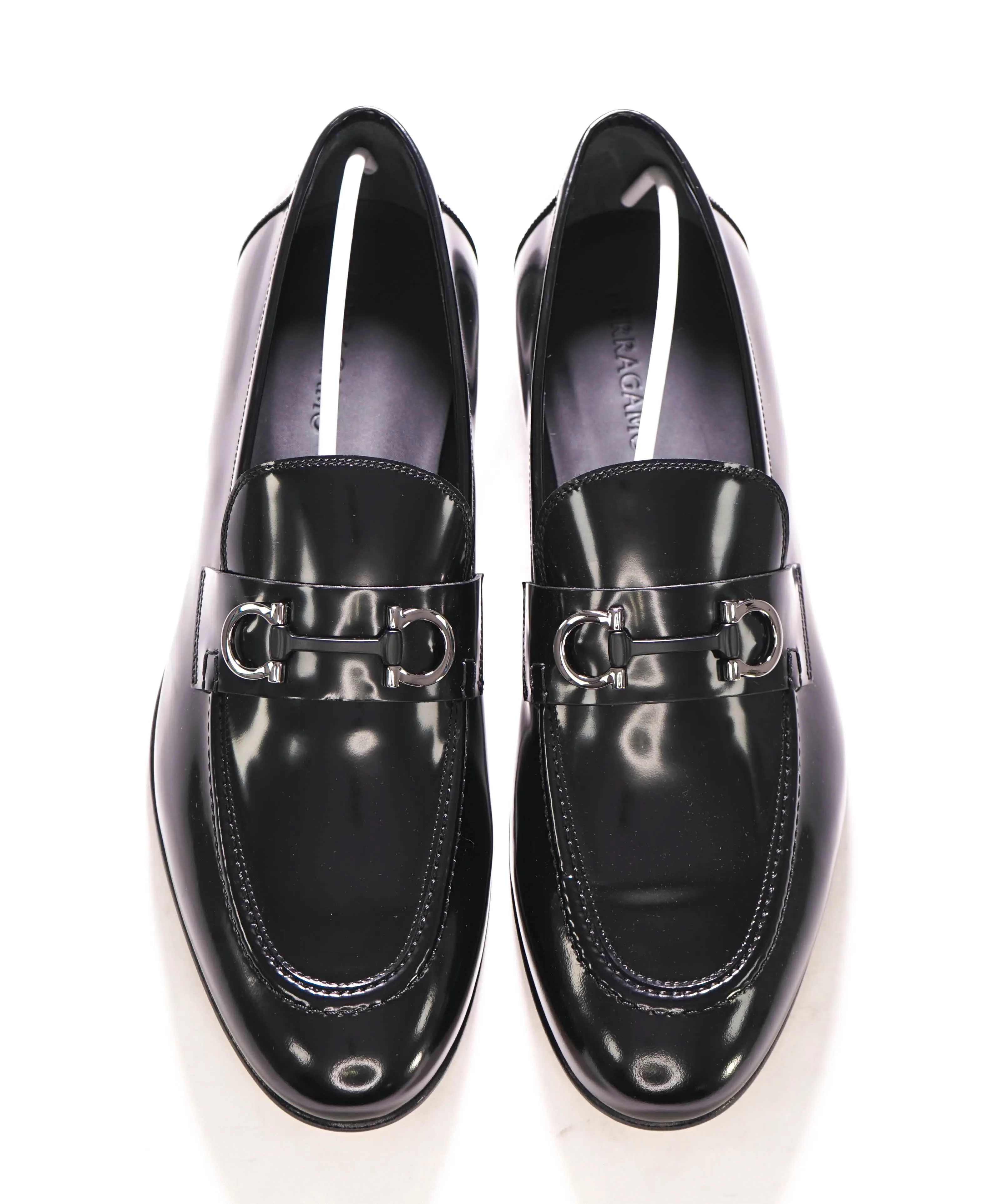 $850 SALVATORE FERRAGAMO - “GIN 4" Gancini Bit Loafer Black Leather - 9 EE US