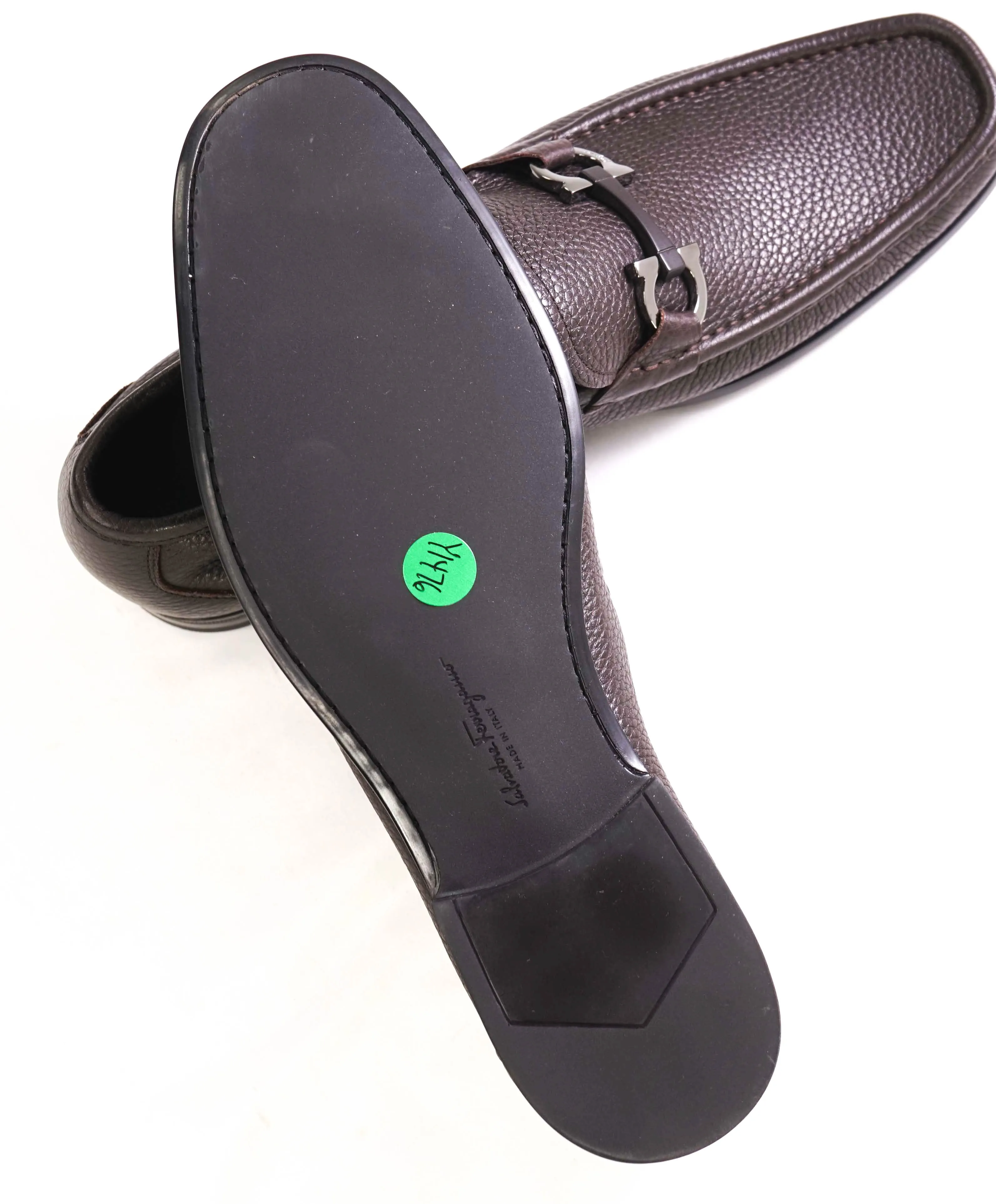 $850 SALVATORE FERRAGAMO - “GRANDIOSO" Gancini Bit Loafer Brown Leather - 10.5 D