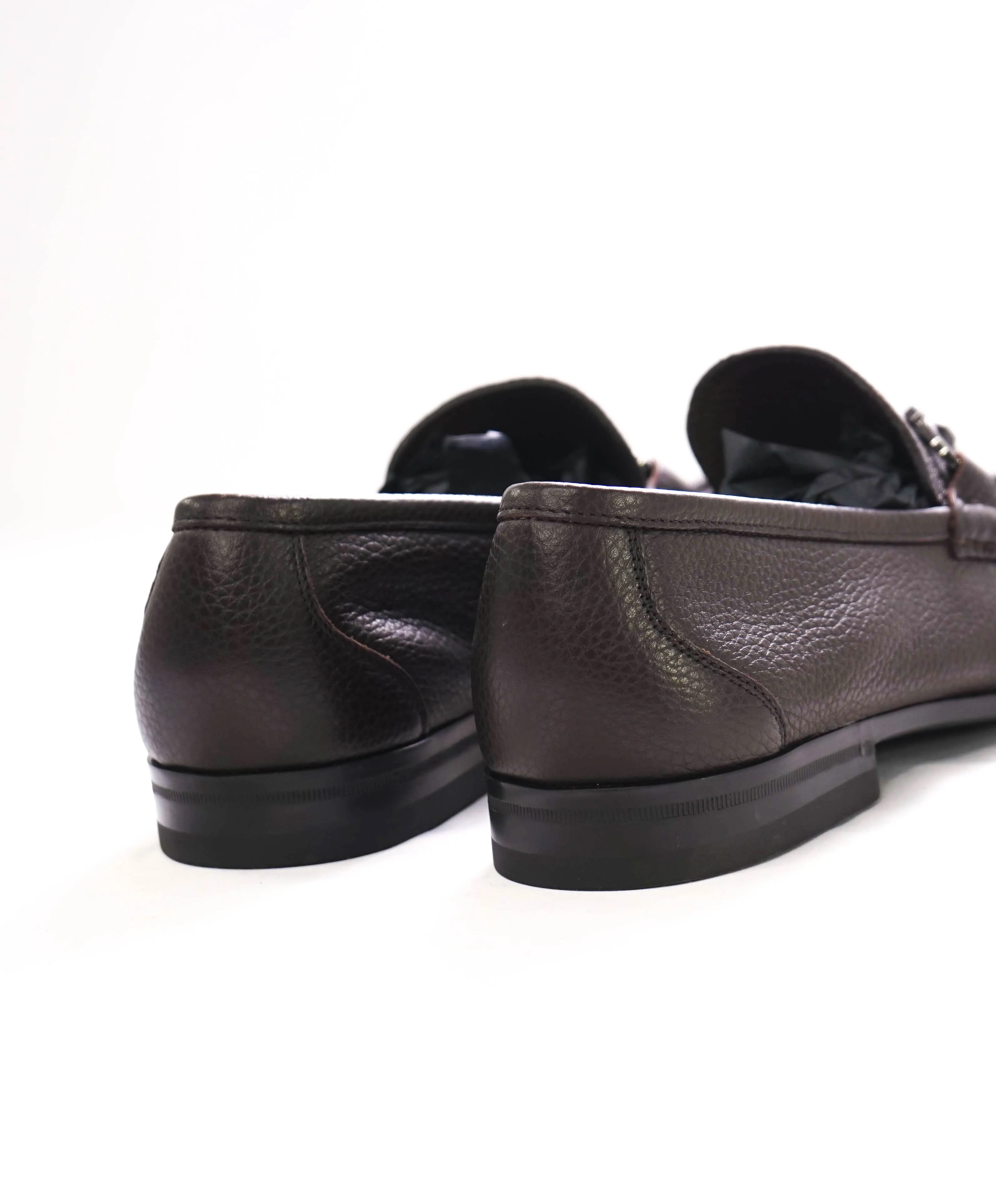 $850 SALVATORE FERRAGAMO - “GRANDIOSO" Gancini Bit Loafer Brown Leather - 10.5 D