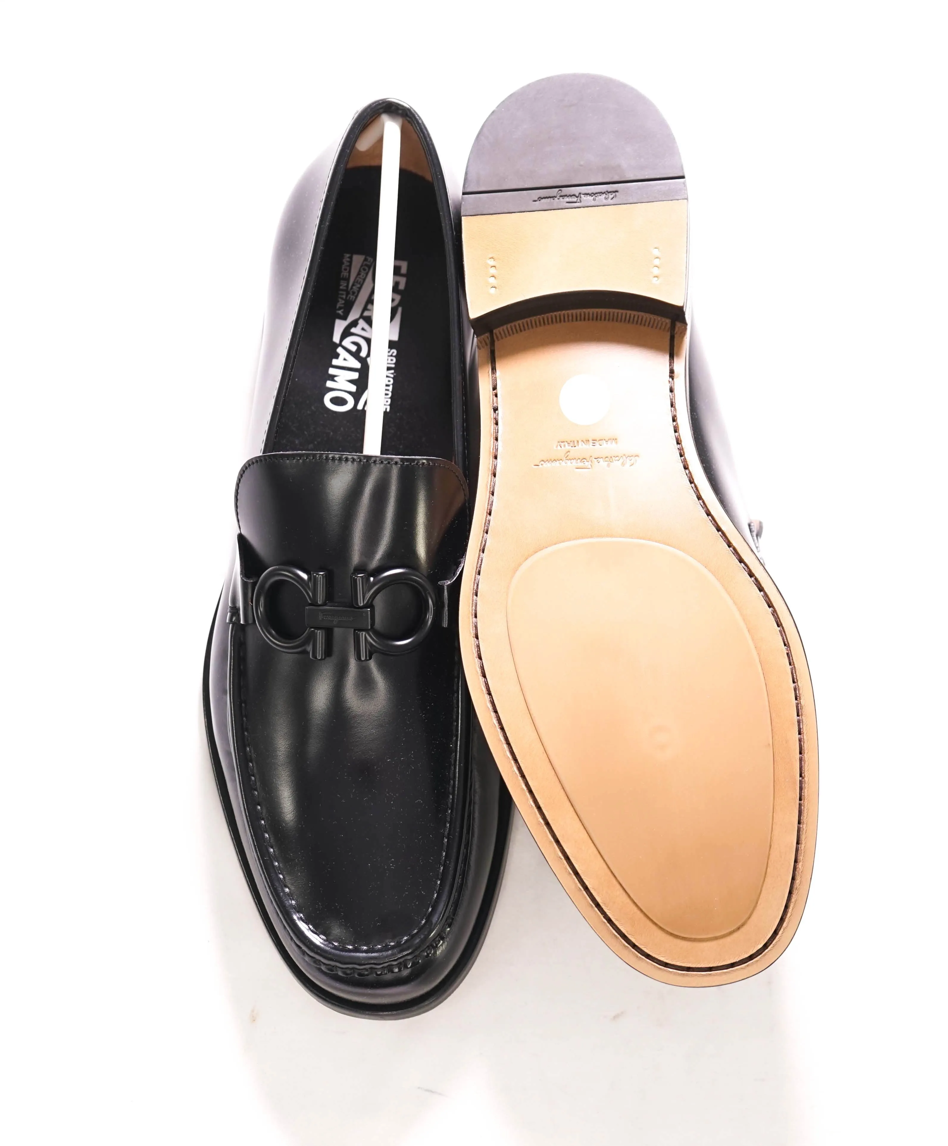 $850 SALVATORE FERRAGAMO - “ROLO" Gancini Bit Loafer Black Leather - 11 EE US
