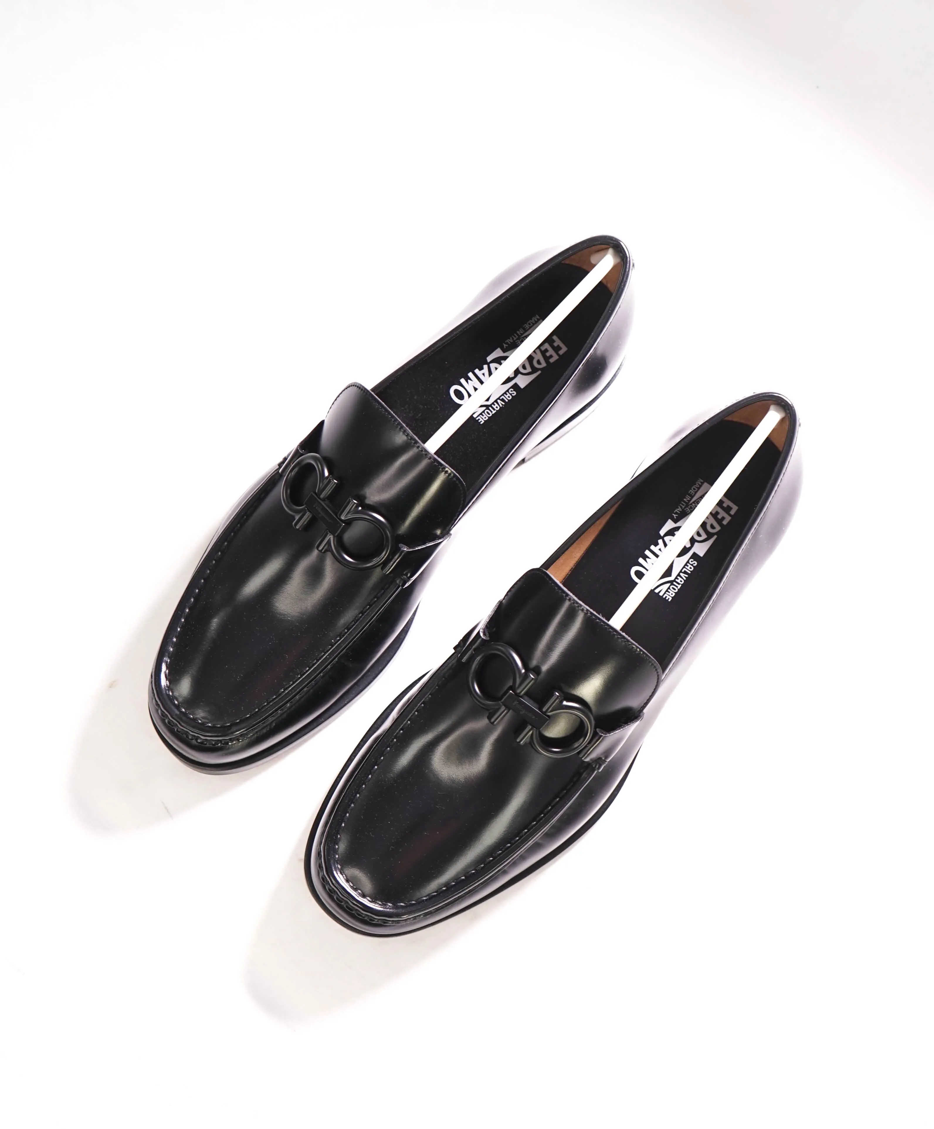 $850 SALVATORE FERRAGAMO - “ROLO" Gancini Bit Loafer Black Leather - 11 EE US