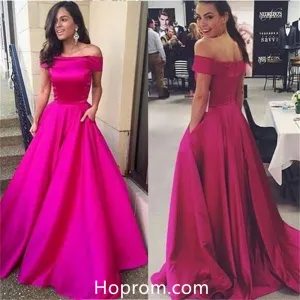 A Line Off Shoulder Simple Prom Dresses Evening Dresses
