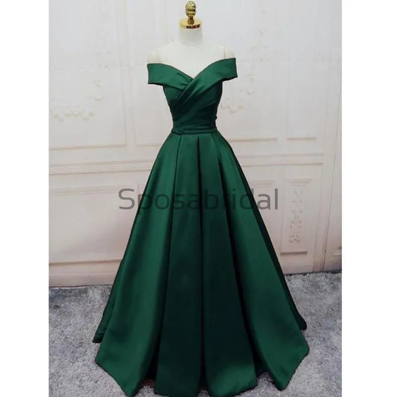 A-line Off the Shoulder Colorful Satin Modest Simple Prom Dresses PD1996