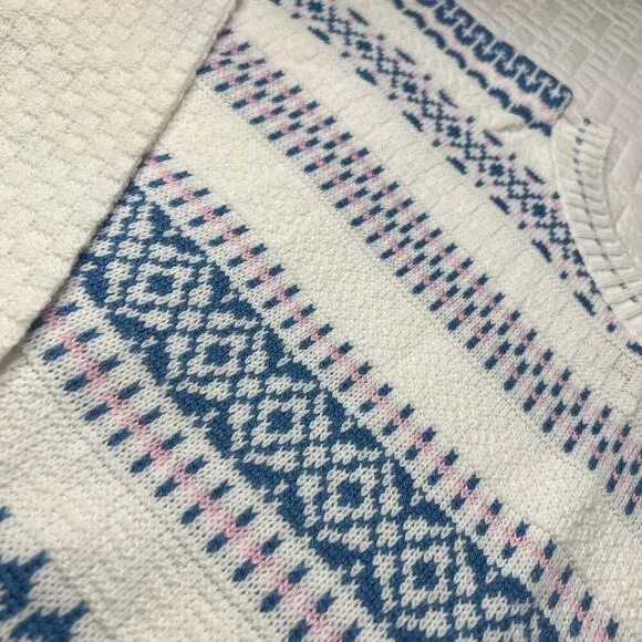 Adele VINTAGE NEW Womens Mixed Knit Sweater sz XL Boatneck Retro Winter Argyle