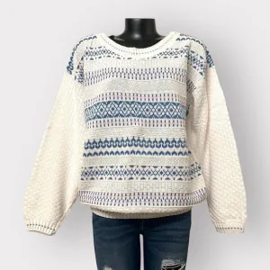 Adele VINTAGE NEW Womens Mixed Knit Sweater sz XL Boatneck Retro Winter Argyle