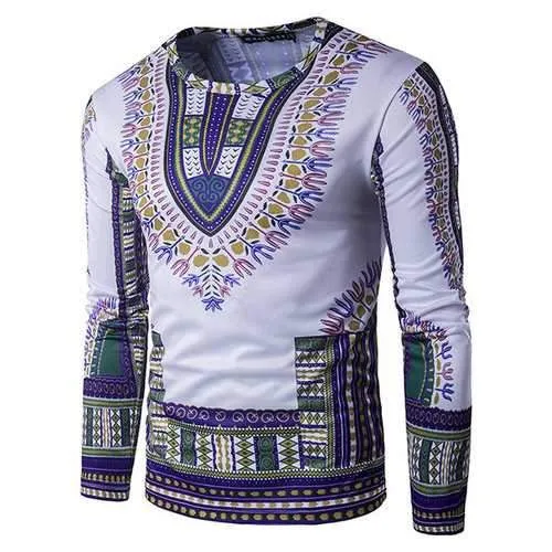 Africa Floral 3D Printing Slim Fit T Shirt