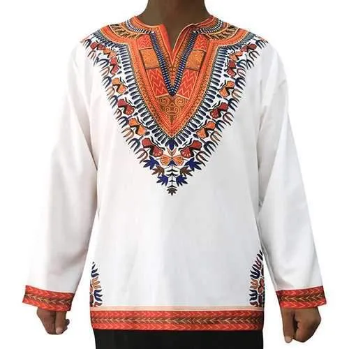 African Retro Style Long-Sleeved Printing T-shirt