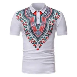African Style Printed Casual Golf Shirt