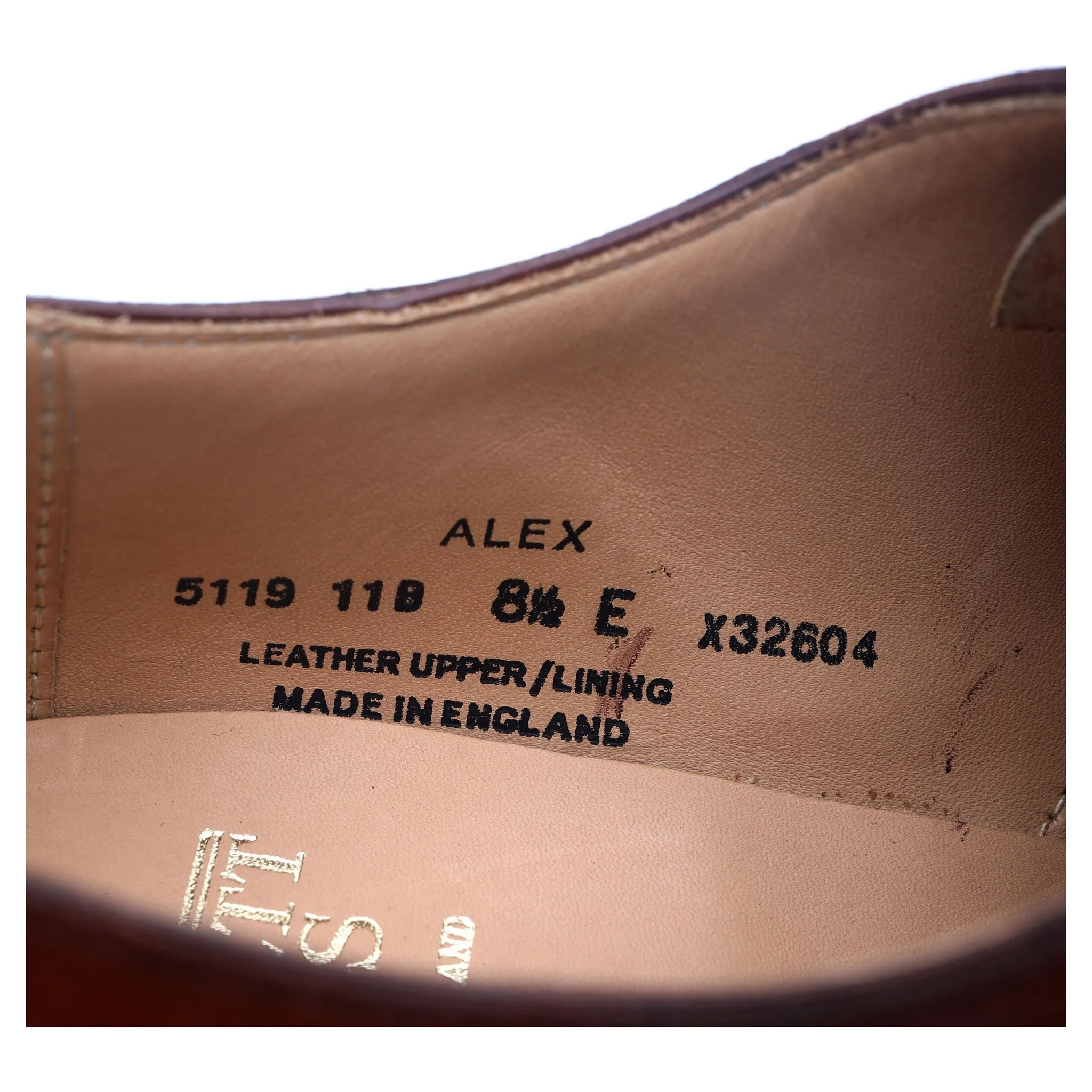 'Alex' Tan Brown Leather Wholecut Oxford UK 8.5 E