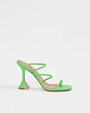 Amina Muaddi Green Leather Naima Sandal Heels - 38
