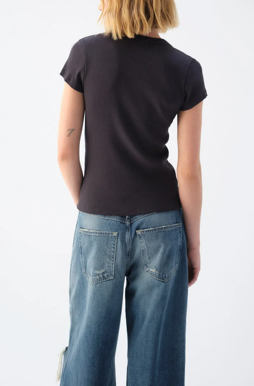 AMOUR RIB TEE IN VINTAGE BLACK