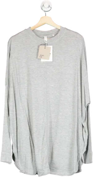 AND/OR Grey Viscose Orla Long Sleeve Top UK 14