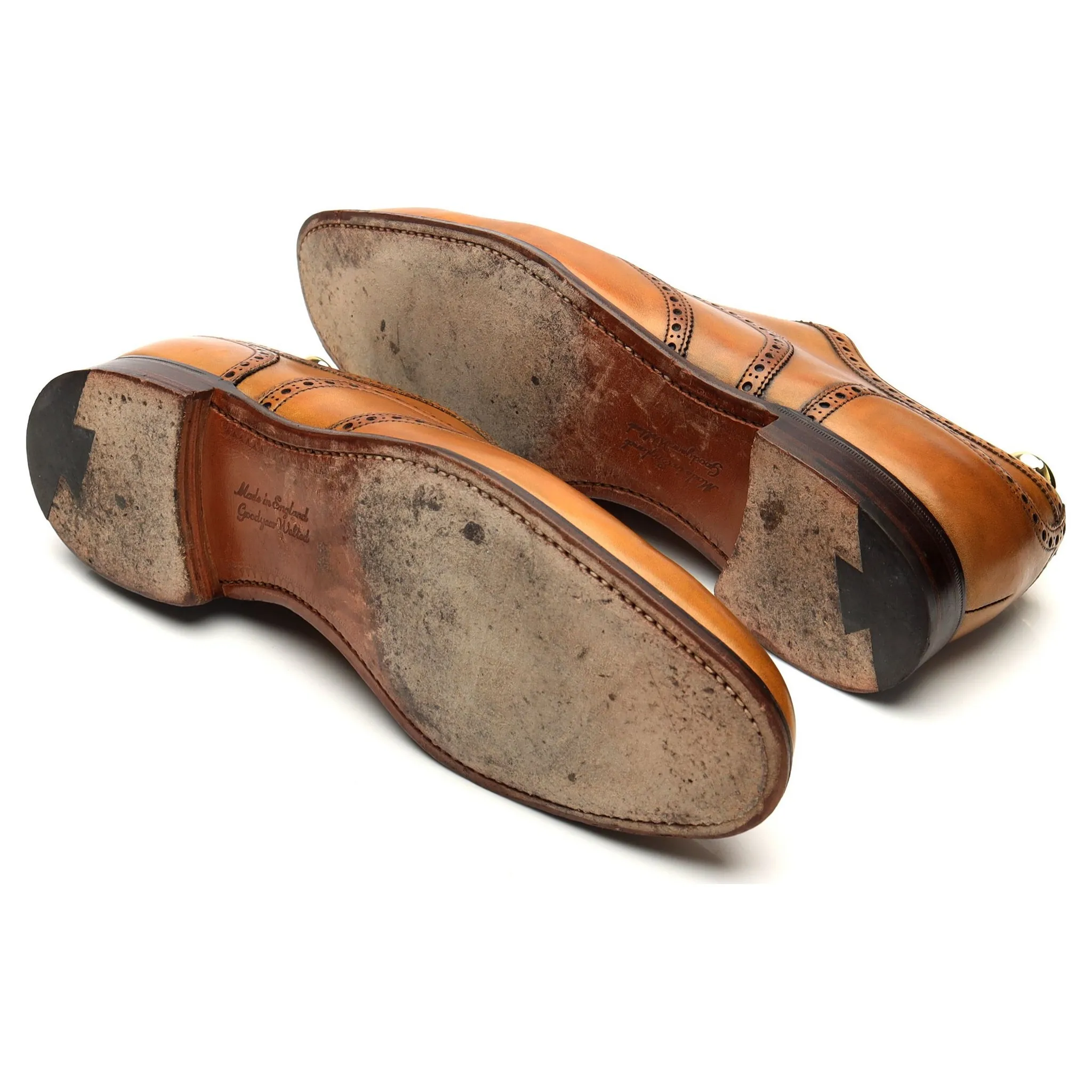 'Arthur lll' Tan Brown Leather Oxford Brogue UK 8.5 F