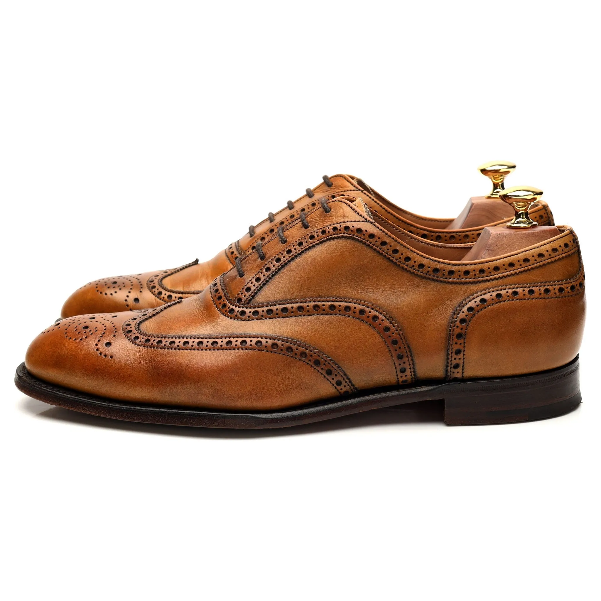 'Arthur lll' Tan Brown Leather Oxford Brogue UK 8.5 F