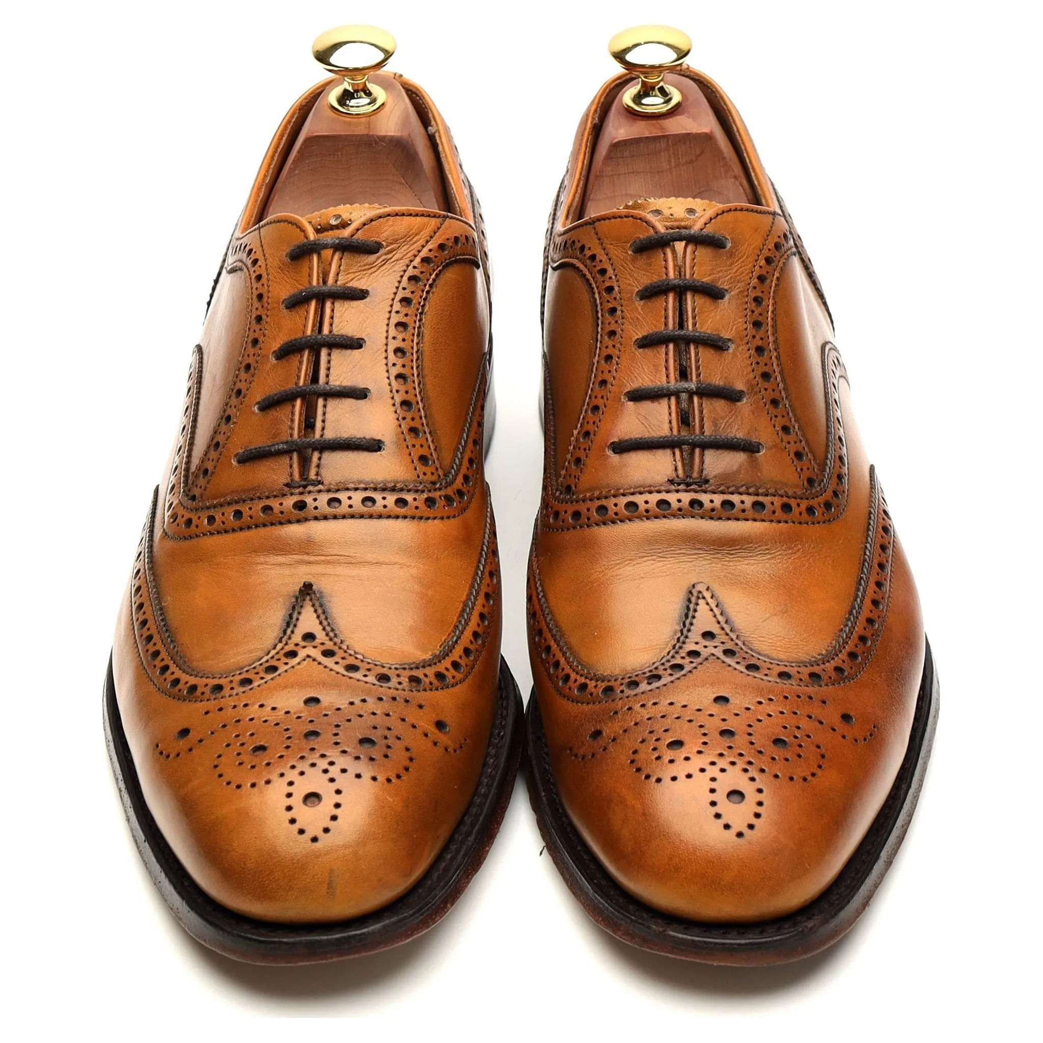 'Arthur lll' Tan Brown Leather Oxford Brogue UK 8.5 F