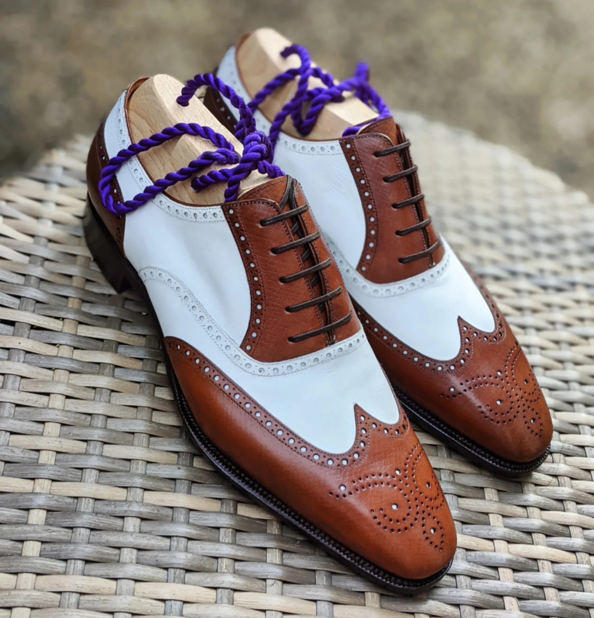 Ascot Gatsby - Tan Hatch Grain & White Calf