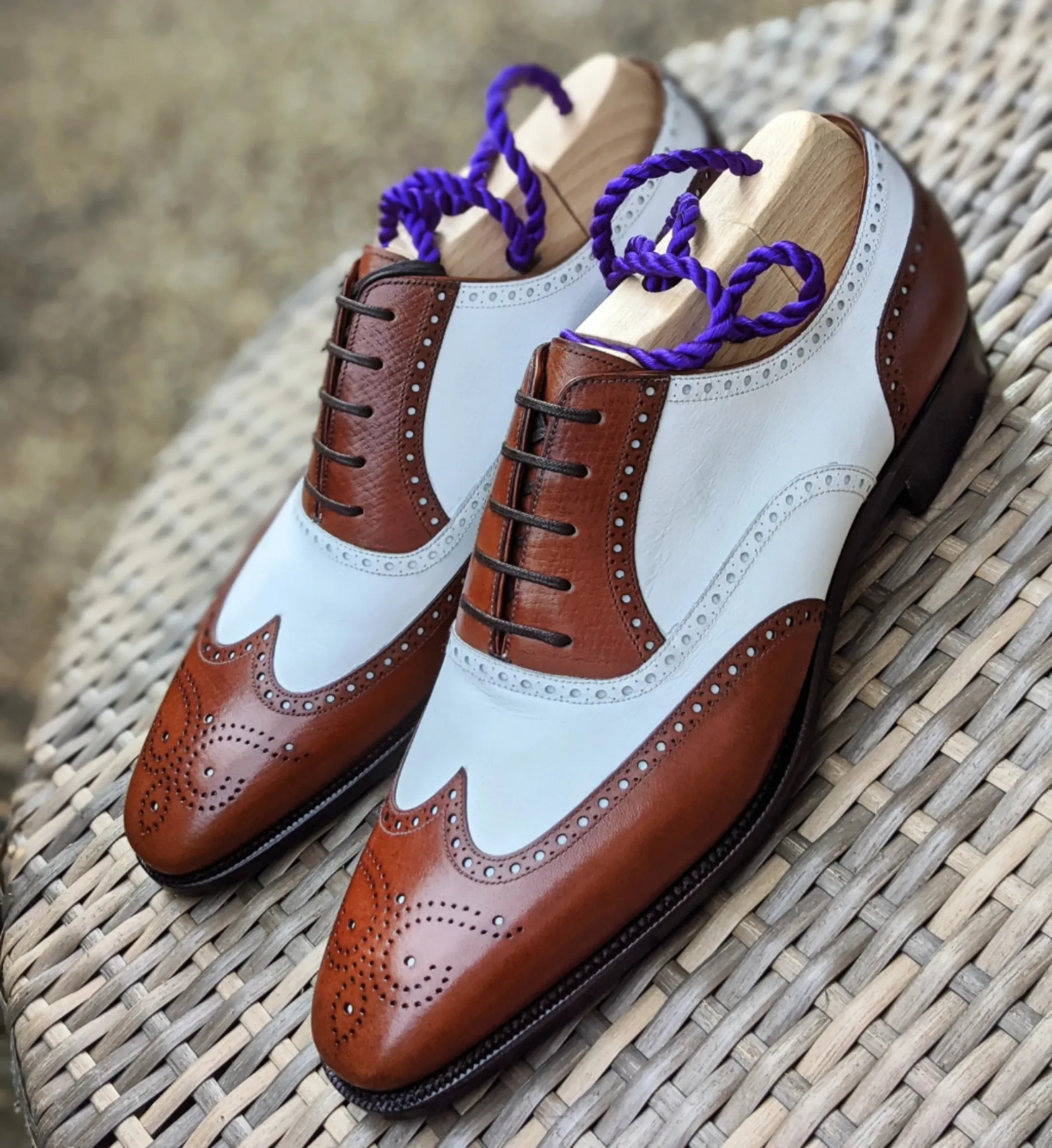 Ascot Gatsby - Tan Hatch Grain & White Calf