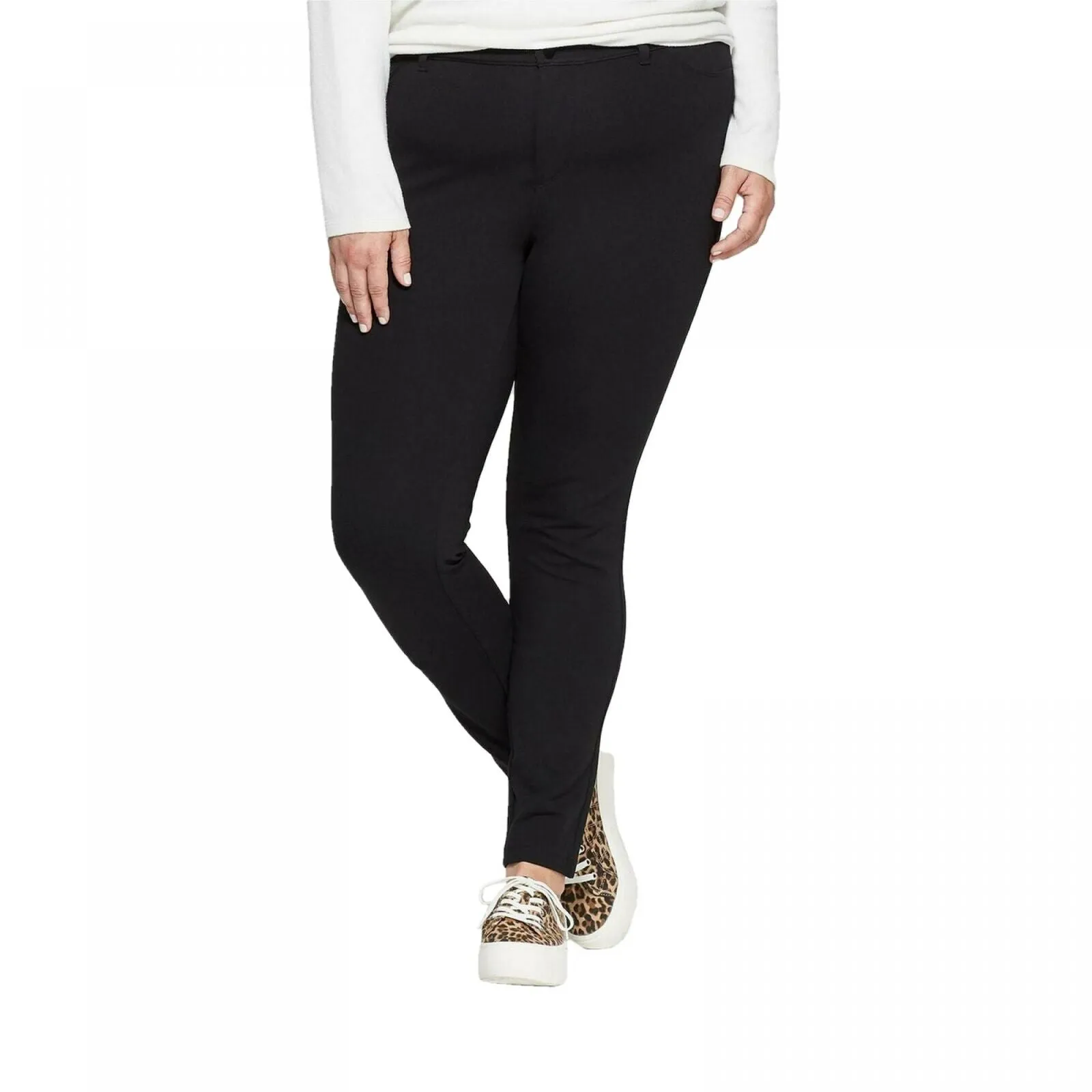 Ava & Viv Women's Plus Size 5 Pocket Design Ponte Skinny Pants