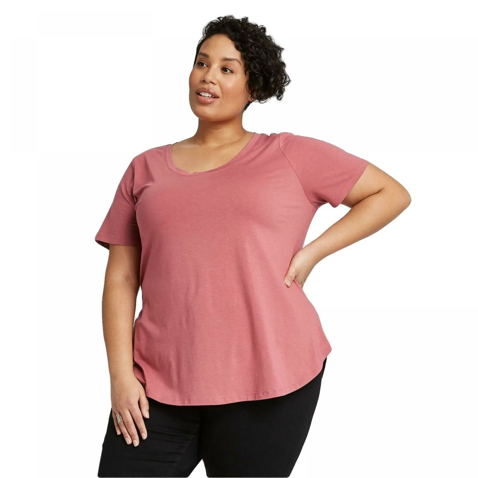 Ava & Viv Women's Plus Size Short Sleeve Scoop Neck Relaxed T-Shirt