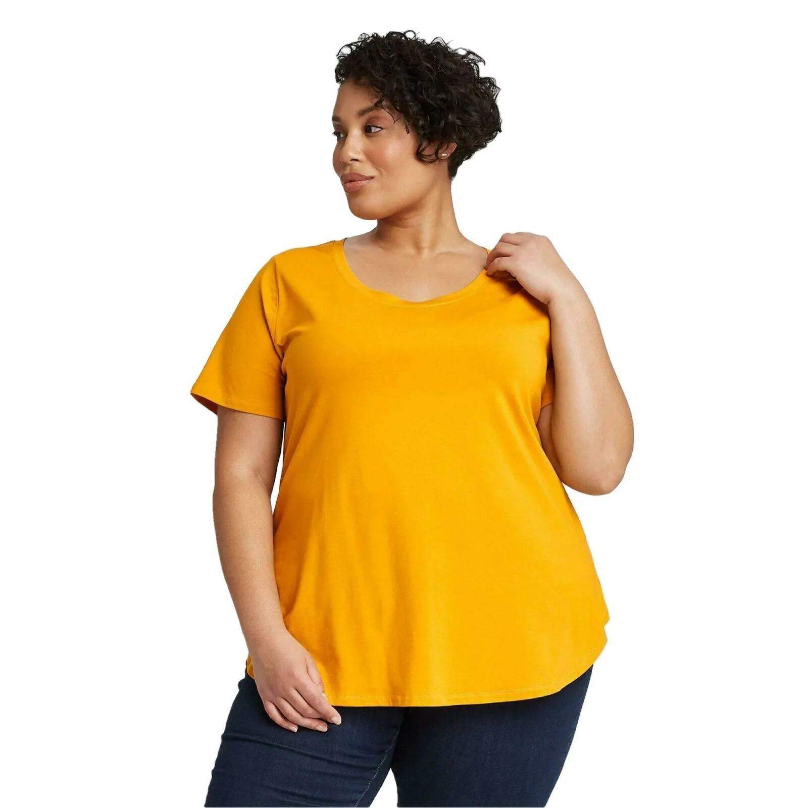 Ava & Viv Women's Plus Size Short Sleeve Scoop Neck Relaxed T-Shirt