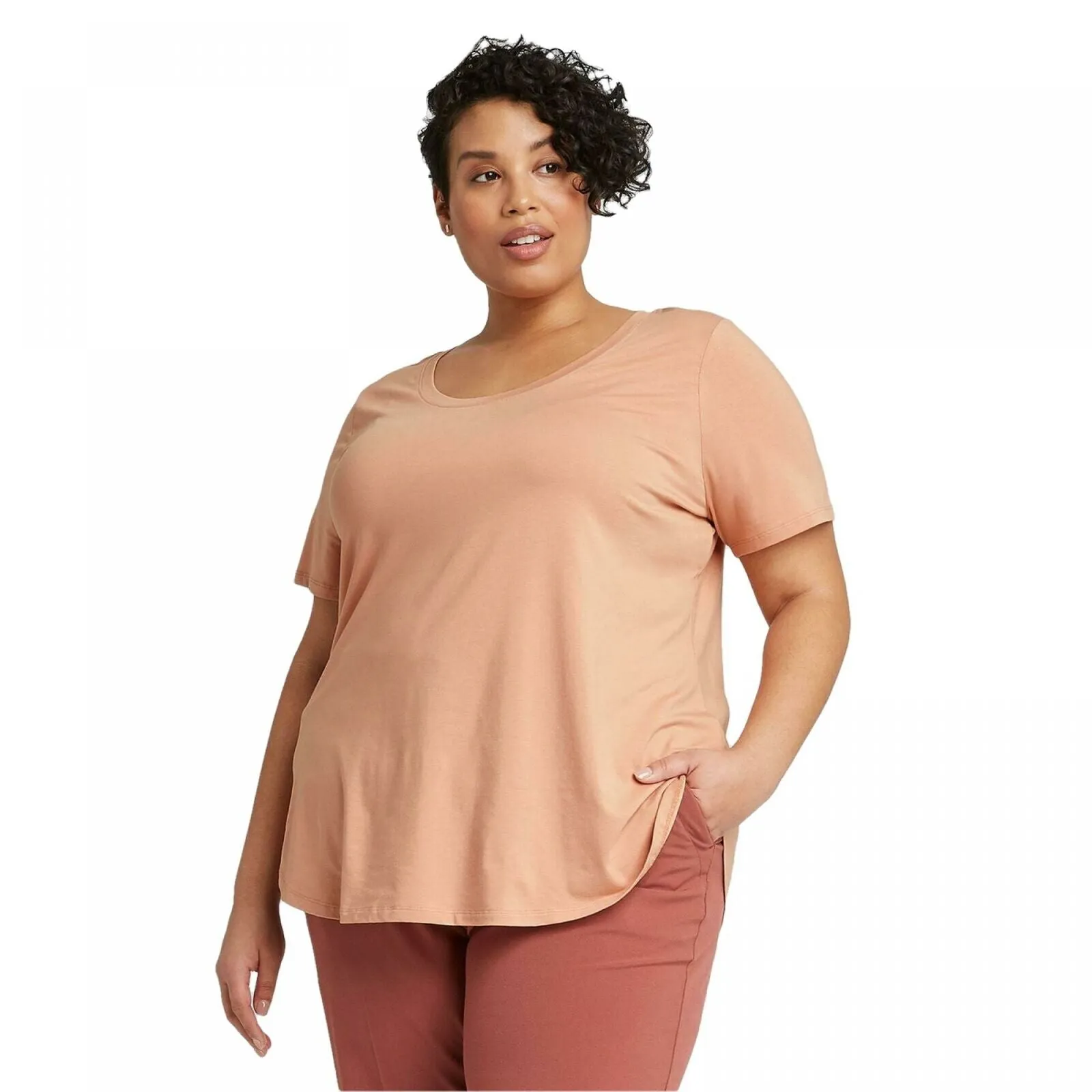 Ava & Viv Women's Plus Size Short Sleeve Scoop Neck Relaxed T-Shirt