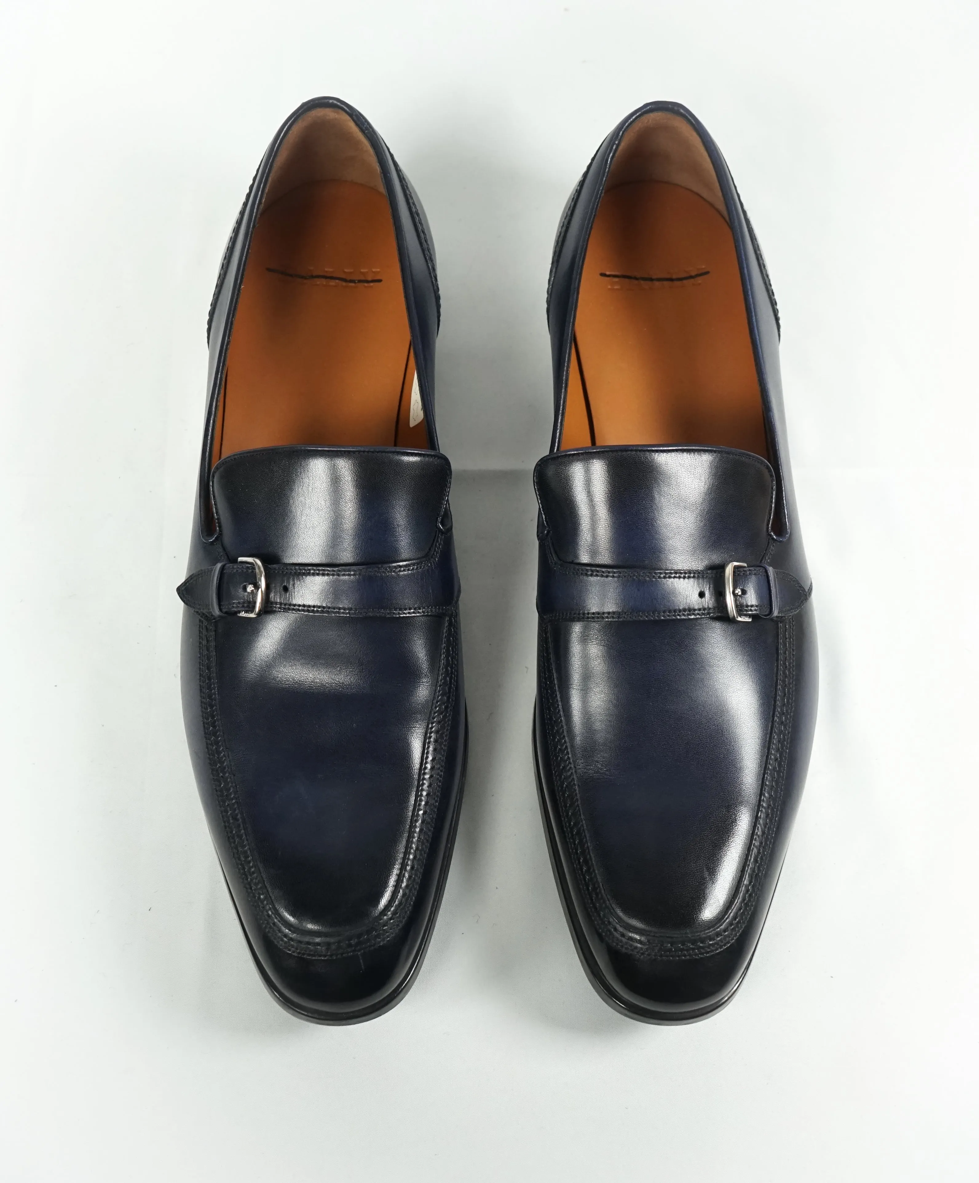 BALLY - “Lavoli” Navy Hand Patina Buckle Loafers - 12