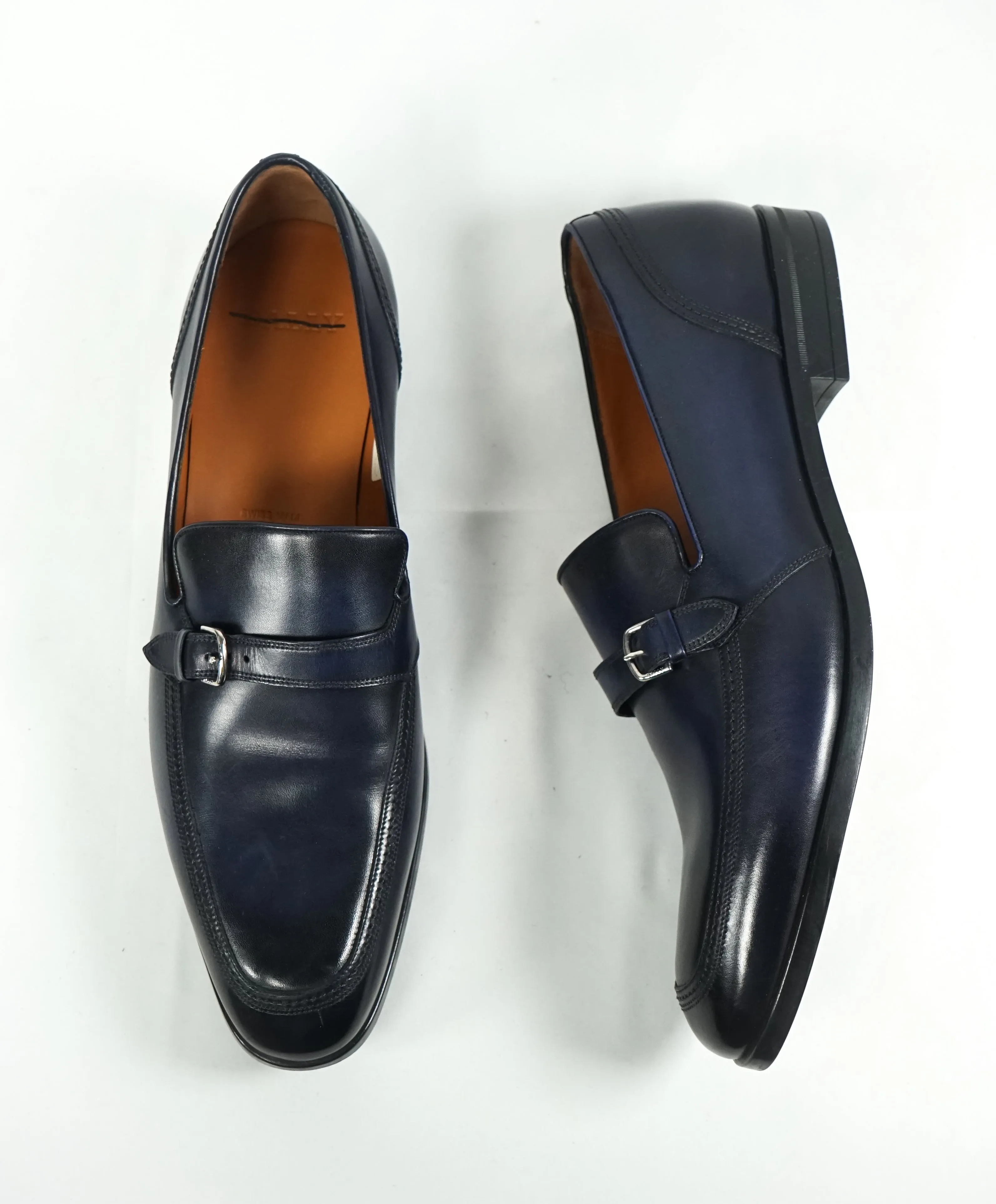 BALLY - “Lavoli” Navy Hand Patina Buckle Loafers - 12