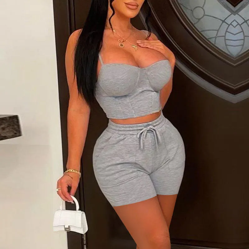 Basic Solid 2PCS Shorts Set