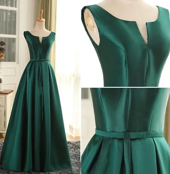 Beautiful Green Satin Long Simple Party Dress, Green Prom Dress