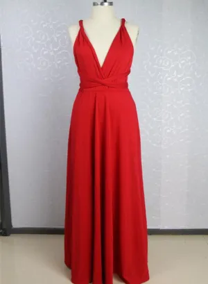 Beautiful Red Simple Cross Back Long Bridesmaid Dress, Charming Party Dress