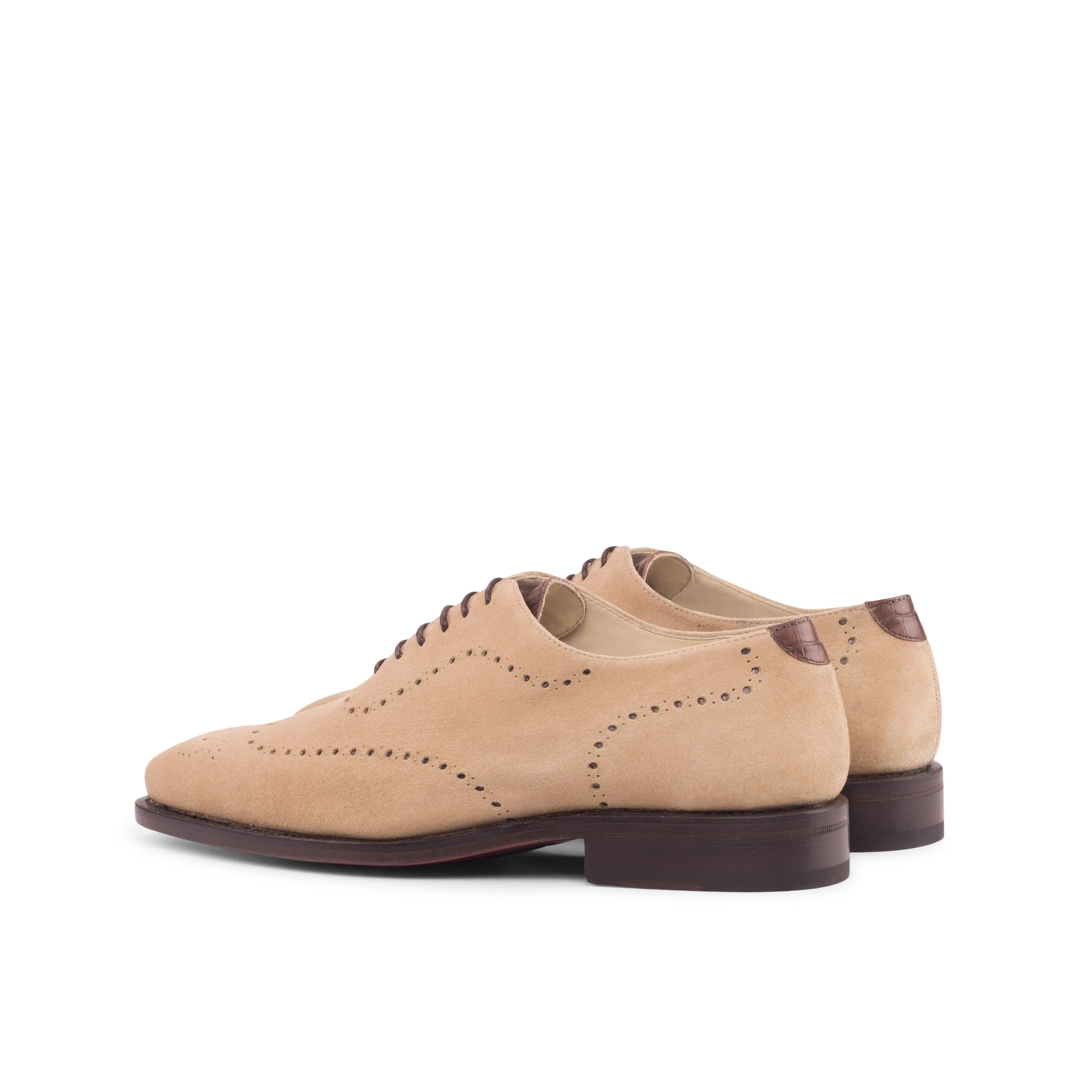 Beige Suede Wholecut Shoes