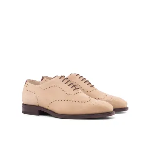 Beige Suede Wholecut Shoes