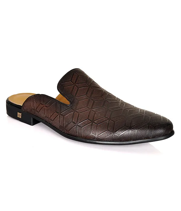 Berluti Patterned Leather Coffee Mules