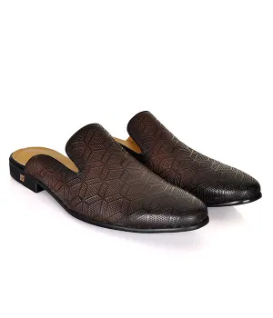 Berluti Patterned Leather Coffee Mules
