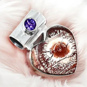 Birds Eye Jasper & Amethyst Solid 925 Sterling Silver Pendant