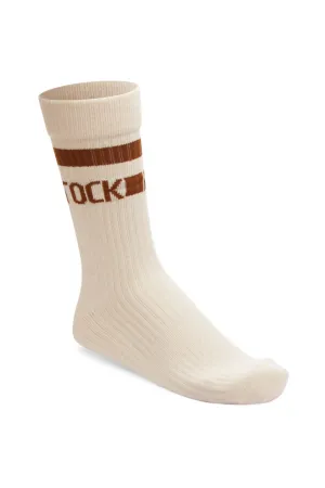 Birkenstock Cotton Crew Stripe Socks for Women in Eggshell | 1026209