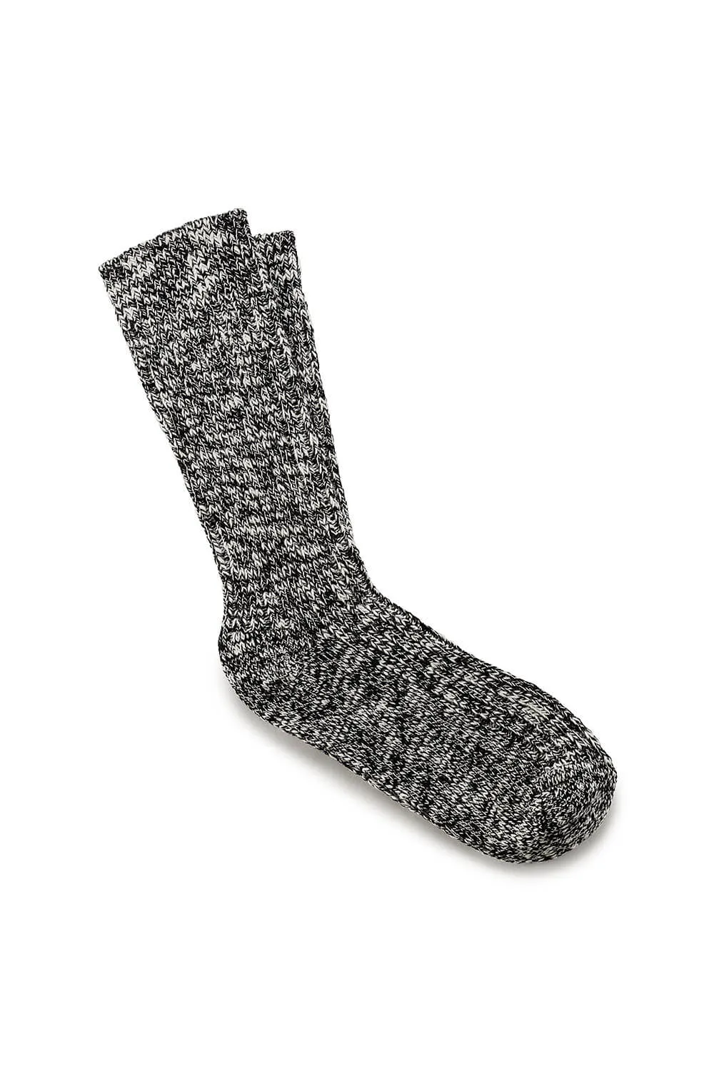 Birkenstock Cotton Slub Crew Socks for Women in Black and Grey | 1008031