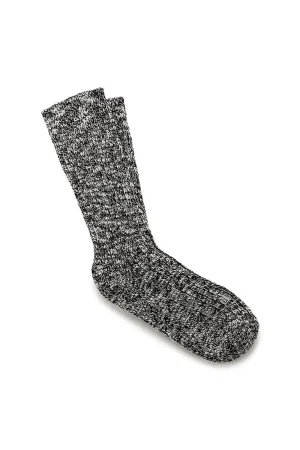 Birkenstock Cotton Slub Crew Socks for Women in Black and Grey | 1008031