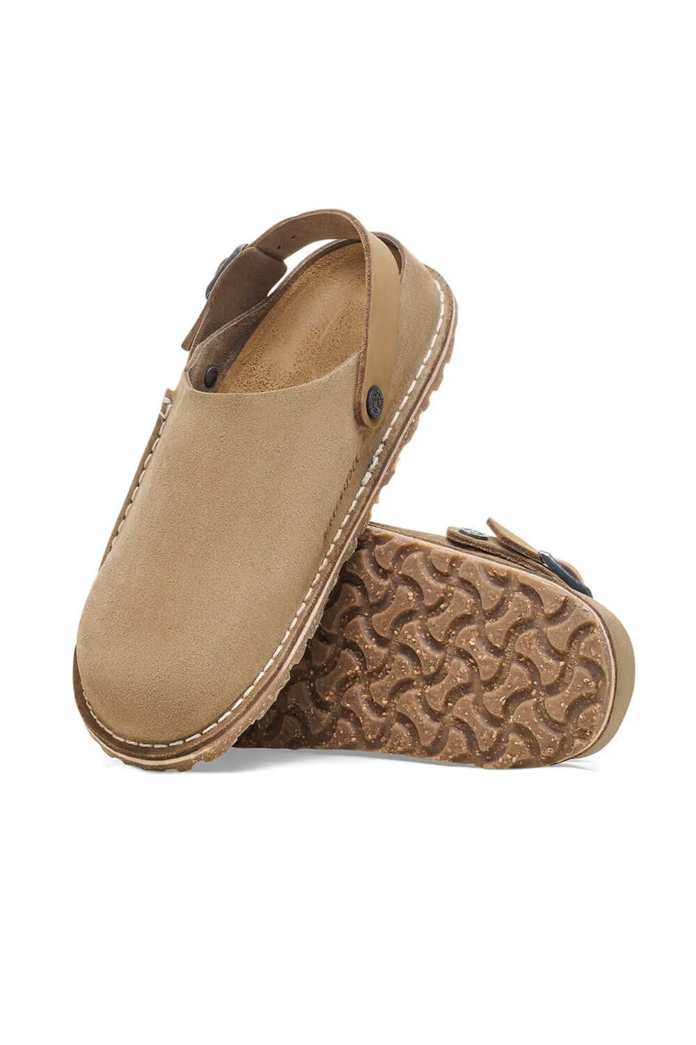Birkenstock Lutry Premium Suede Leather Clogs for Men in Grey Taupe | 1025293