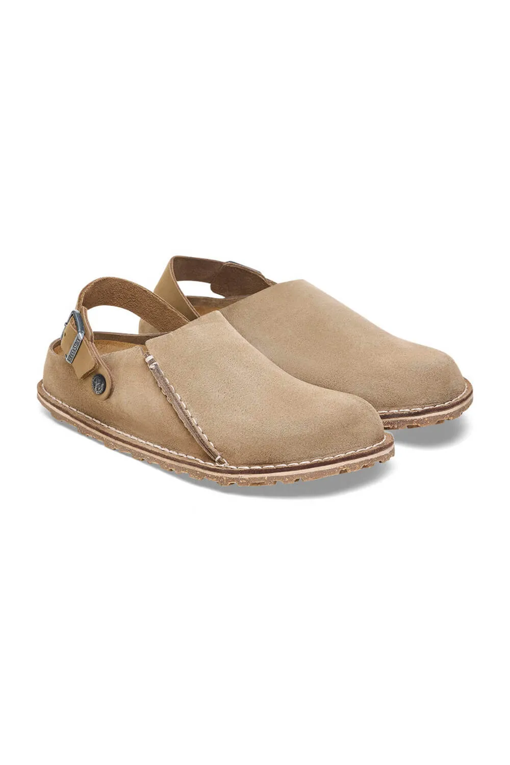 Birkenstock Lutry Premium Suede Leather Clogs for Men in Grey Taupe | 1025293