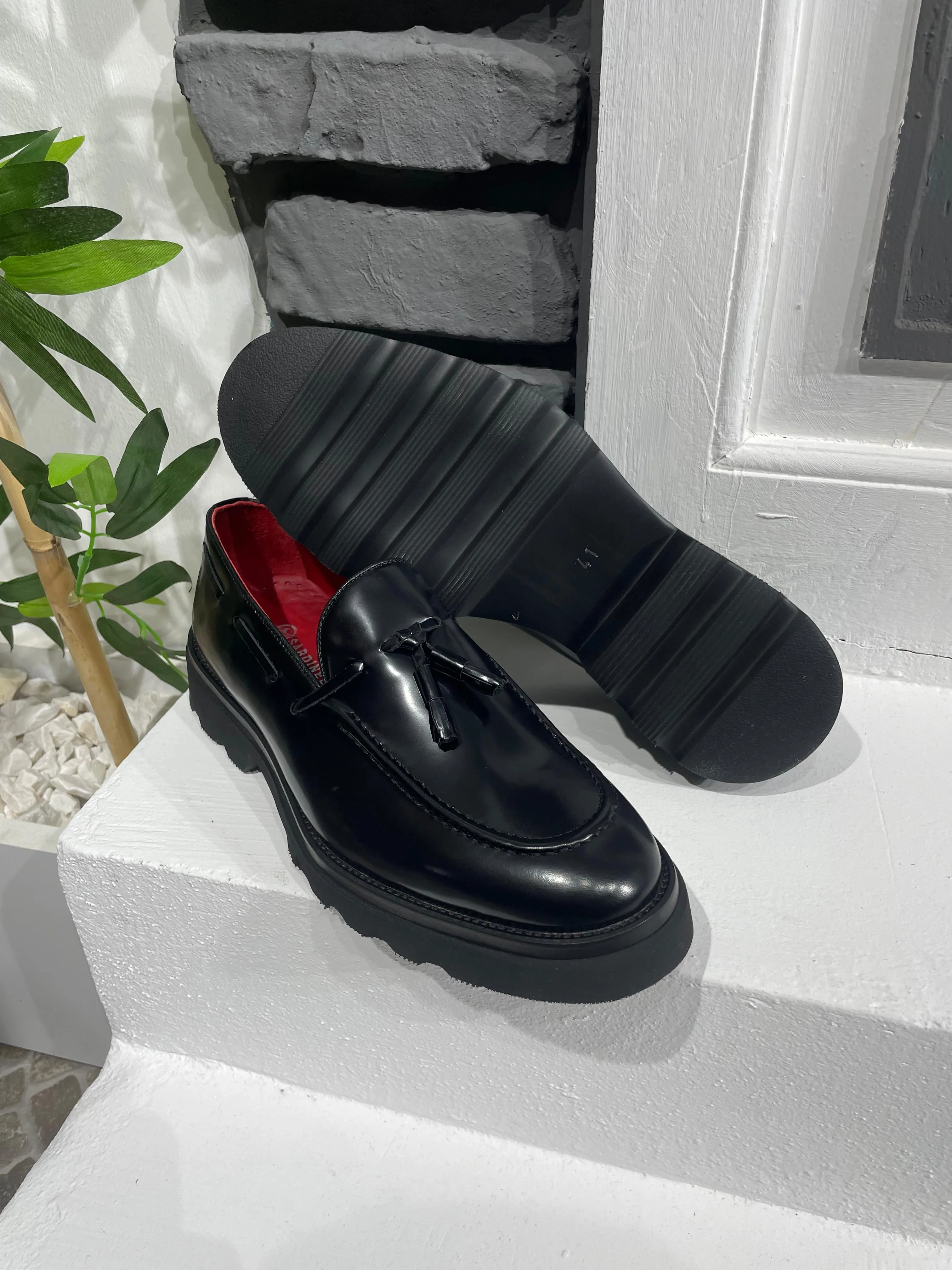 Black Calf Tassel Loafers