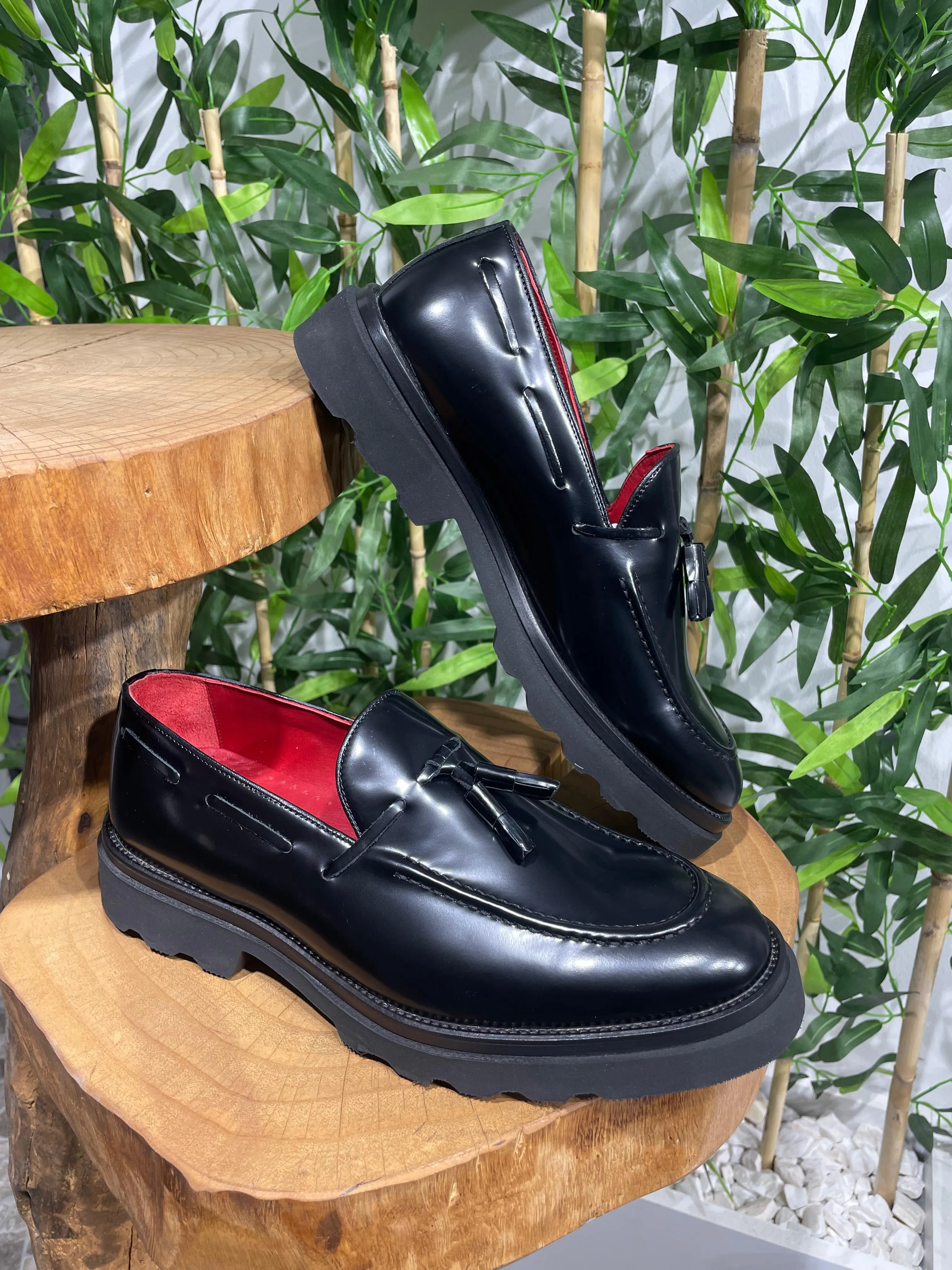Black Calf Tassel Loafers